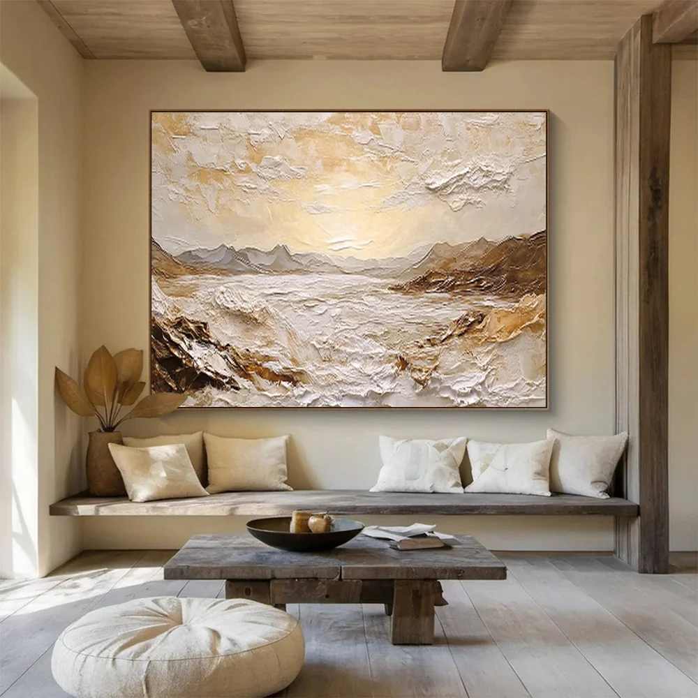 Scenic Hand-painted Mountain Landscape Abstract Canvas Artwork 9UP6G
